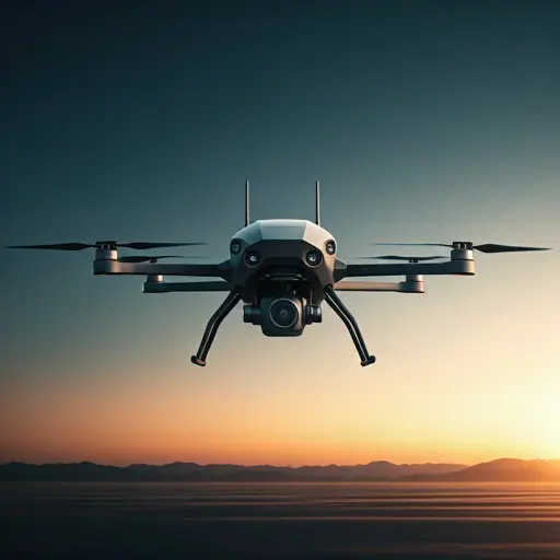 Cinematic wide shot of futuristic drone